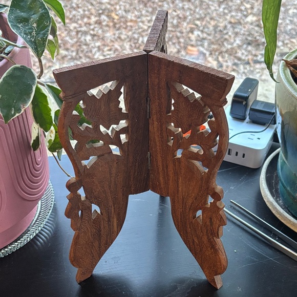 Wooden Plant Stand with Intricate Carvings - Picture 3 of 7